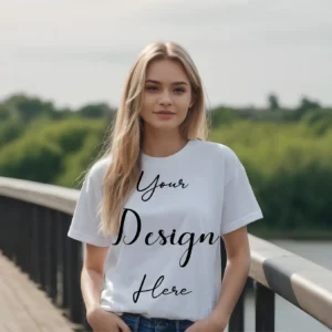 Women's White T-Shirt Mockup, Front View