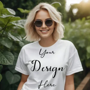 Women's White T-Shirt Mockup, Front View