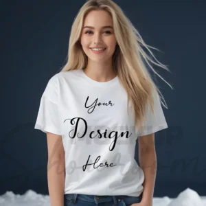Women's White T-Shirt Mockup, Front View
