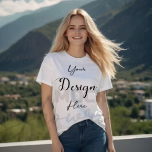 Women's White T-Shirt Mockup, Front View