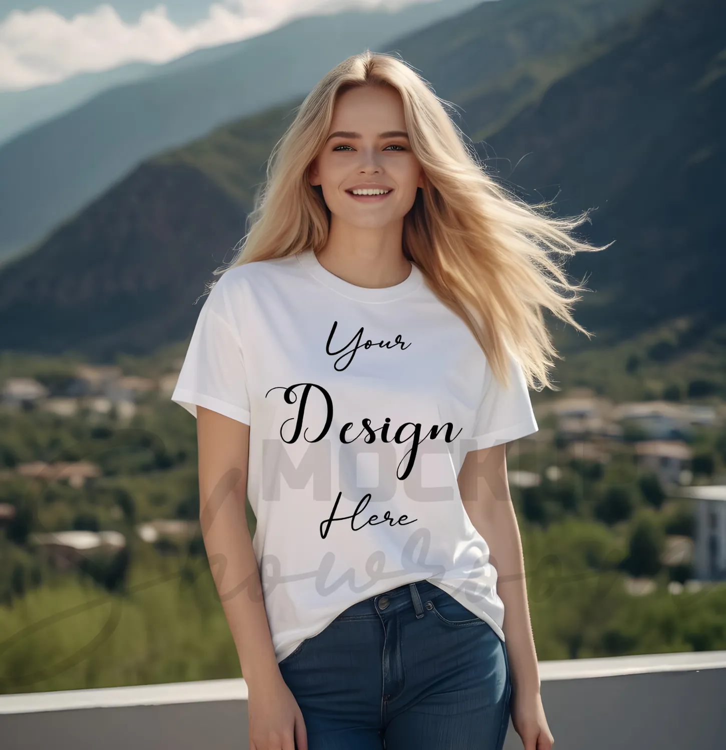 Women's White T-Shirt Mockup, Front View