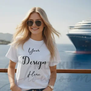 Women's White T-Shirt Mockup, Front View