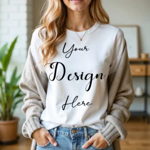 Women's White T-Shirt Mockup, Front View
