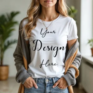 Women's White T-Shirt Mockup, Front View
