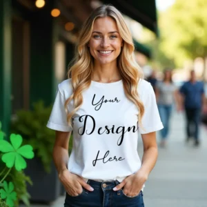 Women's White T-Shirt Mockup, Front View