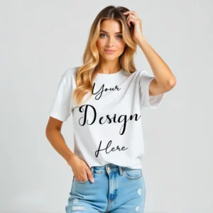 Women's White T-Shirt Mockup, Front View