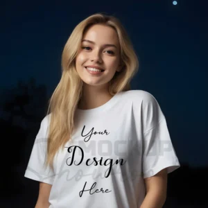 Women's White T-Shirt Mockup, Front View
