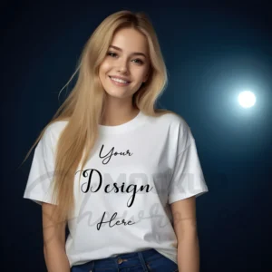 Women's White T-Shirt Mockup, Front View