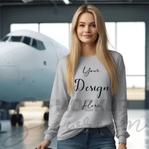 Womens Ash Gray Long Sleeve T-Shirt Mockup-1 | For Etsy, Shopify and POD Sellers
