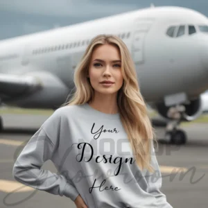 Womens Ash Gray Long Sleeve T-Shirt Mockup-2 | For Etsy, Shopify and POD Sellers