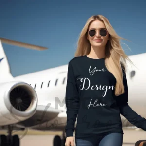 Womens Black Long Sleeve T-Shirt Mockup-2 | For Etsy, Shopify and POD Sellers