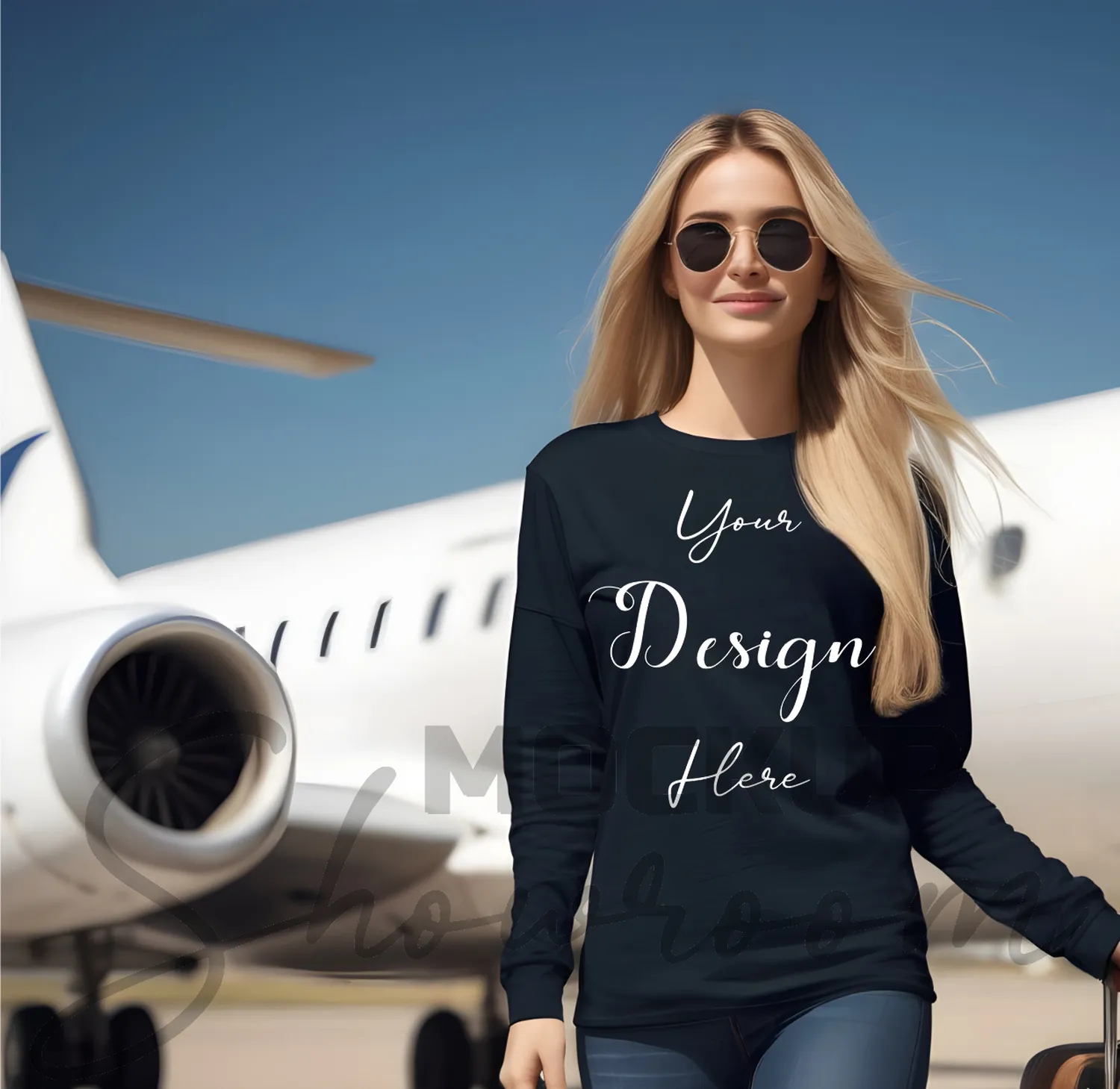 Womens Black Long Sleeve T-Shirt Mockup-2 | For Etsy, Shopify and POD Sellers