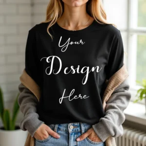 Womens Black Long Sleeve T-Shirt Mockup-4 | For Etsy, Shopify and POD Sellers