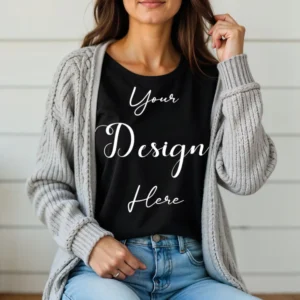 Womens Black Long Sleeve T-Shirt Mockup-6 | For Etsy, Shopify and POD Sellers