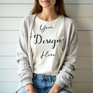 Womens Cream Long Sleeve T-Shirt Mockup-3 | For Etsy, Shopify and POD Sellers