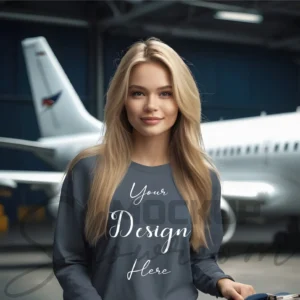 Womens Dark Gray Long Sleeve T-Shirt Mockup-1 | For Etsy, Shopify and POD Sellers