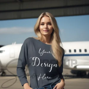 Womens Dark Gray Long Sleeve T-Shirt Mockup-2 | For Etsy, Shopify and POD Sellers