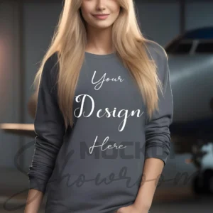 Womens Dark Gray Long Sleeve T-Shirt Mockup-3 | For Etsy, Shopify and POD Sellers