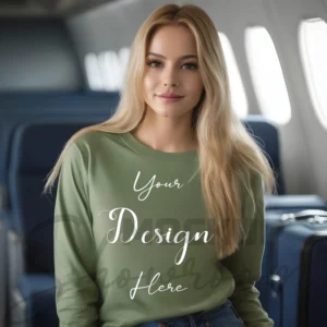 Womens Green Long Sleeve T-Shirt Mockup-2 | For Etsy, Shopify and POD Sellers