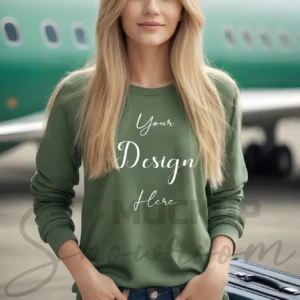 Womens Green Long Sleeve T-Shirt Mockup-3 | For Etsy, Shopify and POD Sellers