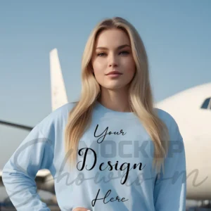 Womens Light Blue Long Sleeve T-Shirt Mockup-1 | For Etsy, Shopify and POD Sellers