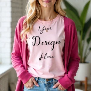 Womens Pink Long Sleeve T-Shirt Mockup-4 | For Etsy, Shopify and POD Sellers