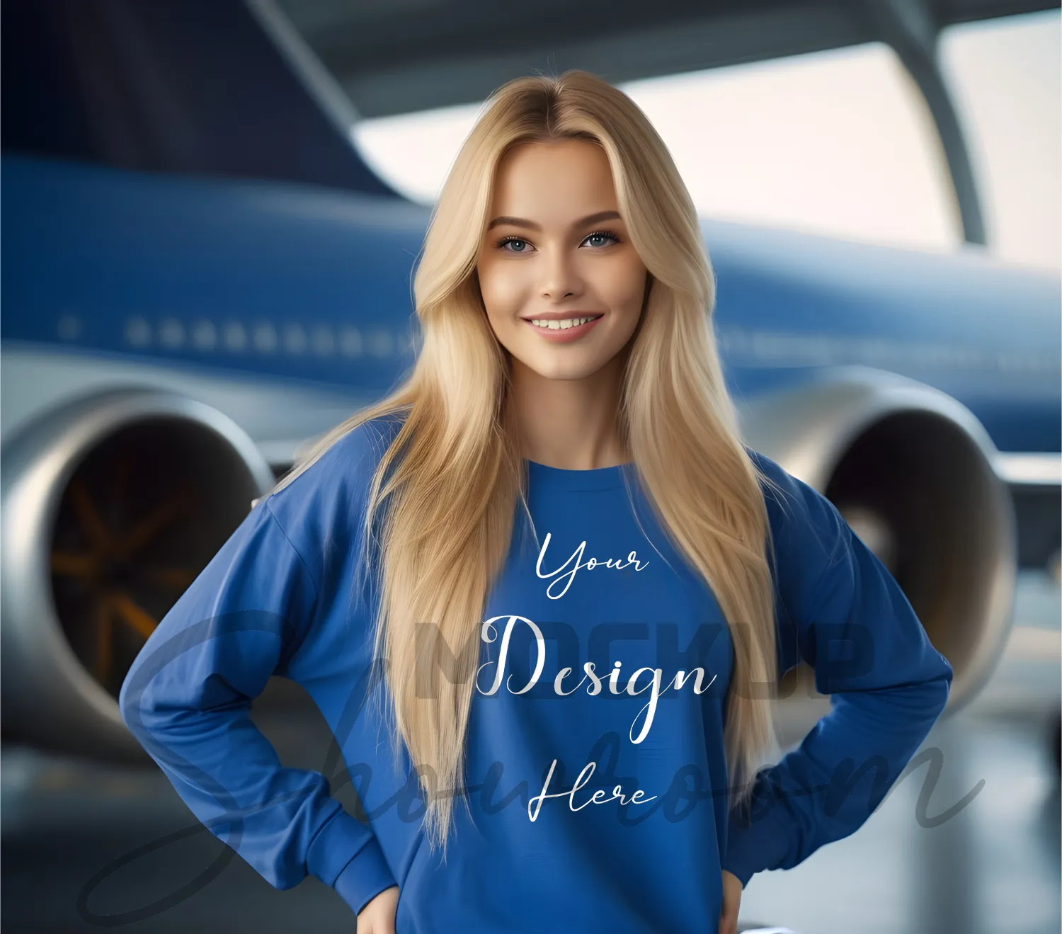 Womens Royal Blue Long Sleeve T-Shirt Mockup-1 | For Etsy, Shopify and POD Sellers