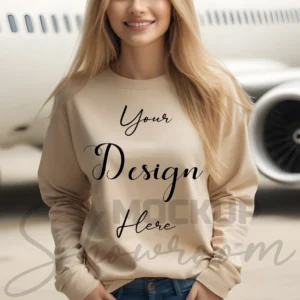 Womens Sand Long Sleeve T-Shirt Mockup-2 | For Etsy, Shopify and POD Sellers