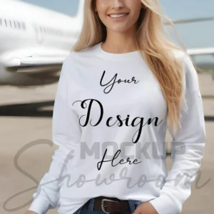 Womens White Long Sleeve T-Shirt Mockup-3 | For Etsy, Shopify and POD Sellers