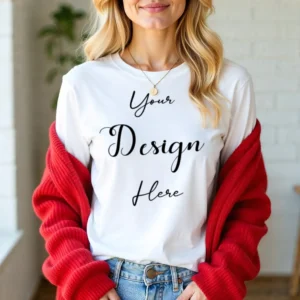 Womens White Long Sleeve T-Shirt Mockup-6 | For Etsy, Shopify and POD Sellers