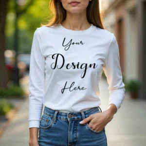 Womens White Long Sleeve T-Shirt Mockup-9 | For Etsy, Shopify and POD Sellers