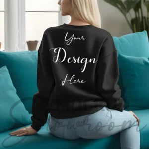 Womens Black Sweatshirt Mockup-3 Back View | For Etsy, Shopify and POD Sellers