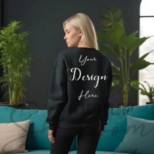 Womens Black Sweatshirt Mockup-4 Back View | For Etsy, Shopify and POD Sellers