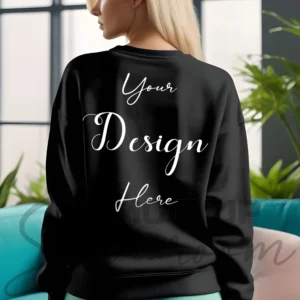 Womens Black Sweatshirt Mockup-5 Back View | For Etsy, Shopify and POD Sellers