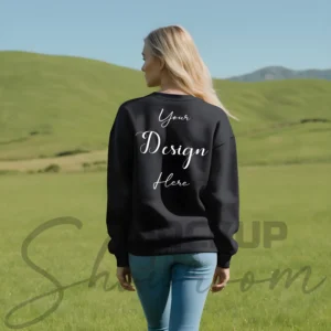 Womens Black Sweatshirt Mockup-6 Back View | For Etsy, Shopify and POD Sellers