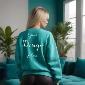 Womens Blue Sweatshirt Mockup-1 Back View | For Etsy, Shopify and POD Sellers