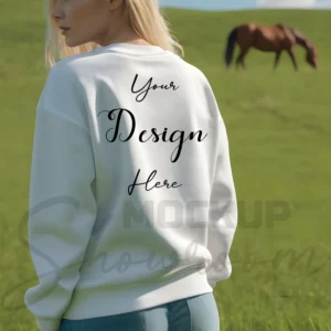 Womens White Sweatshirt Mockup-10 Back View | For Etsy, Shopify and POD Sellers