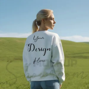 Womens White Sweatshirt Mockup-14 Back View | For Etsy, Shopify and POD Sellers
