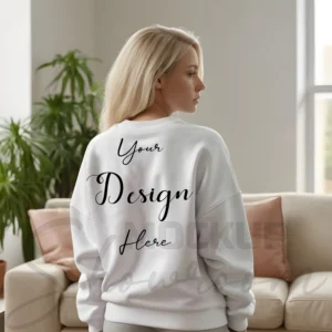 Womens White Sweatshirt Mockup-2 Back View | For Etsy, Shopify and POD Sellers