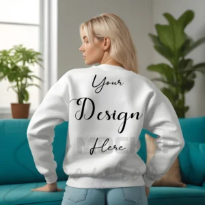 Womens White Sweatshirt Mockup-5 Back View | For Etsy, Shopify and POD Sellers