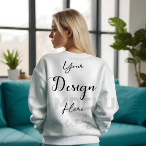 Womens White Sweatshirt Mockup-6 Back View | For Etsy, Shopify and POD Sellers