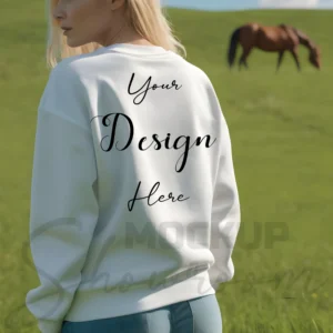 Womens White Sweatshirt Mockup-8 Back View | For Etsy, Shopify and POD Sellers