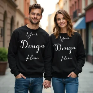 Couple Black Sweatshirt Mockup, Front View