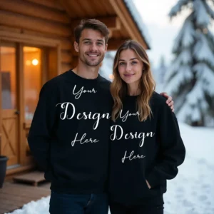 Couple Black Sweatshirt Mockup, Front View