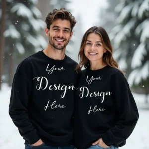 Couple Black Sweatshirt Mockup, Front View