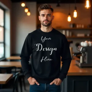 Mens Black Sweatshirt Mockup, Front View