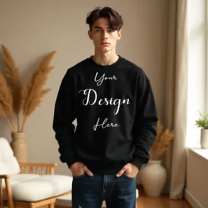 Mens Black Sweatshirt Mockup, Front View