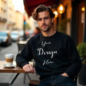 Mens Black Sweatshirt Mockup, Front View