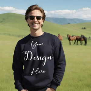 Mens Black Sweatshirt Mockup, Front View