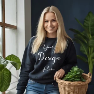 Womens Black Sweatshirt Mockup-2 Front View | For Etsy, Shopify and POD Sellers